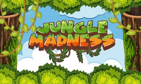 Scene with font for jungle madness Premi... | Premium Vector #Freepik #vector #frame #tree #green #nature Jungle Font, Whiteboard Art, Mind Map Design, Vector Frame, Jungle Theme, Green Nature, Mind Map, Map Design, Premium Vector