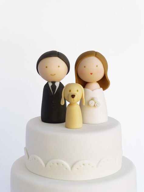 Peaceofcake ♥ Sweet Design: cake Wedding Cake Figures, Simple Wedding Cake Toppers, Modern Wedding Cake Toppers, Peace Of Cake, Cake Figures, Stunning Cakes, Dog Cake Topper, Cake Topper Tutorial, Fondant Cake Toppers