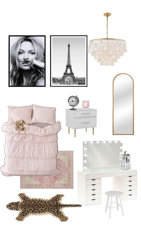 bedroom inspo 🪩🍸💫 Classy Room Inspo Aesthetic, Model Bedroom Ideas, Glamor Bedroom Decor, Bedroom Ideas Shuffle, Moodboard Room Decor, Bedroom Ideas With Grey Bed Frame, Bedroom Inspo Pink And White, Gossip Girl Bedroom Inspiration, Cool Girl Bedroom Nyc