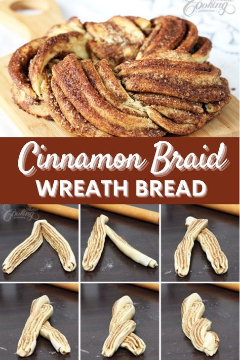 Cinnamon Wreath, Braid Bread, Banoffee Tart, Wreath Recipe, Bread Wreath, Sausage Rolls Recipe, Old Fashioned Recipe, Deserts Easy, Braided Bread