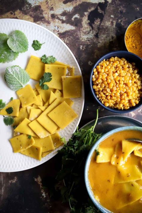 Daal Dhokli, Turmeric Juice, Chickpea Pasta, Using A Pressure Cooker, True Food, Vegetable Curry, Chickpea Flour, Best Protein, Curry Leaves