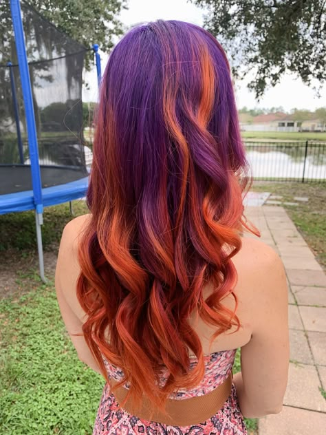 Fall Vivid Hair, Fall Vivid Hair Color, Halloween Hair Color Ideas, Halloween Hair Color, Orange Ombre Hair, Orange Hair Dye, Flame Hair, Vivid Hair, Magenta Hair