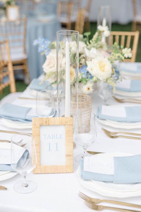 A Coastal Wedding in Emerald Isle - ashleyclarkepavlickphotography.com Beachy Wedding Table Decor, September Coastal Wedding, Blue Coastal Wedding Theme, Coastal Grandma Wedding Aesthetic, Coastal Beach Wedding, Coastal Chic Wedding Decor, Blue Beach Wedding Theme, Water Themed Wedding, Light Blue And Green Wedding