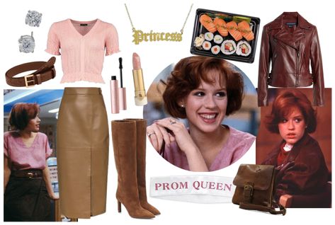 Claire Standish - The Breakfast Club Outfit | ShopLook Breakfast Club Aesthetic Outfits, Claire Breakfast Club, Claire Standish, Princess Breakfast, Outfit Ideas For High School, Breakfast Outfit, Organizer Purse, Faux Leather Pencil Skirt, Club Outfit