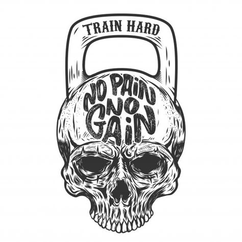 Skull Silhouette, Gym Art, Gym Logo, No Pain No Gain, Disney Sticker, Skull Sticker, Beard No Mustache, Train Hard, Skull Art