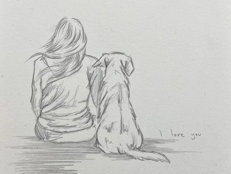 Drawing Freedom, A Girl And Her Dog, Girl And Her Dog, Dog Memorial Tattoos, Animal Tattoo Ideas, Baby Print Art, Pencil Drawings For Beginners, Children Sketch, Dog Heaven