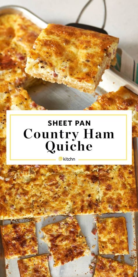 Quiche For A Crowd, Sheet Pan Quiche, Breakfast Recipes For A Crowd, Ham Quiche Recipe, Breakfast Ideas For A Crowd, Ham Quiche, Onion Quiche, Recipes For A Crowd, Breakfast For A Crowd