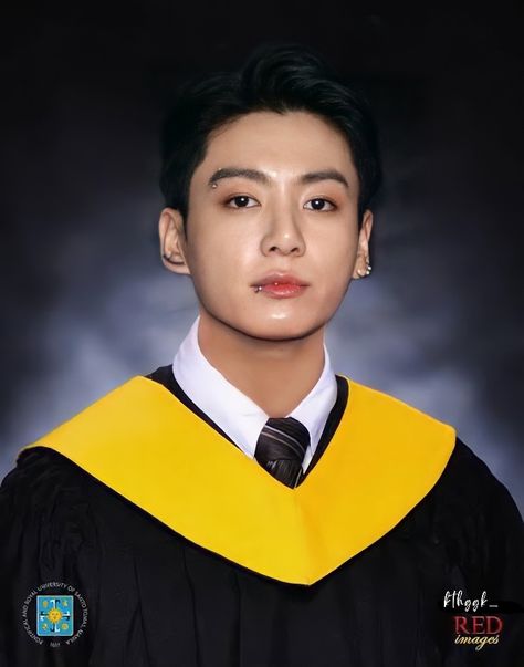 Jungkook 2x2 Picture, Jungkook Graduation Picture, Kpop Idol Graduation Photo, Jungkook Graduation Picture Edit, Graduation Toga Template, 2x2 Picture Formal Attire, Kpop Graduation, Graduation Toga, 2x2 Picture