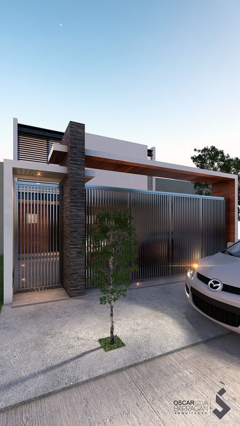 fachada-KENA-DEFINITVA-2 Home Gate Design, Gate Wall Design, Gate Designs Modern, Fence Gate Design, House Main Gates Design, Modern Gate, Modern Fence Design, House Fence Design, Steel Gate Design