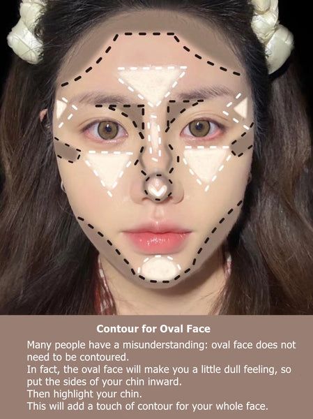 Contour Makeup for Beginners Korean Makeup Look Round Face, How To Contour Asian Face, Asian Face Contour, Makeup Round Face Asian, Korean Face Contour, Douyin Makeup For Round Face, Douyin Eye Makeup Step By Step, Chinese Makeup Tutorial Step By Step, Makeup Tutorial Round Face