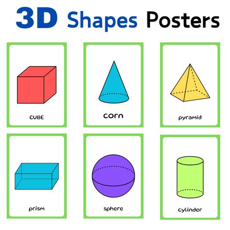 2D and 3D Shape Posters for Classroom Decor 3d Shapes Poster, Posters For Classroom, Shapes Poster, 2d And 3d Shapes, Geometry Shape, Shape Posters, 3d Shapes, 3d Shape, New Classroom