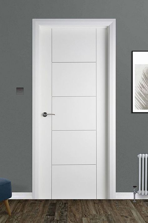 White Wooden Door Design, Contemporary Interior Doors White, White Internal Doors Modern, Internal Doors Design, Modern Internal Door Design, Store Room Door Design, Laminated Doors Design, Internal Doors Ideas Modern, White Bathroom Door