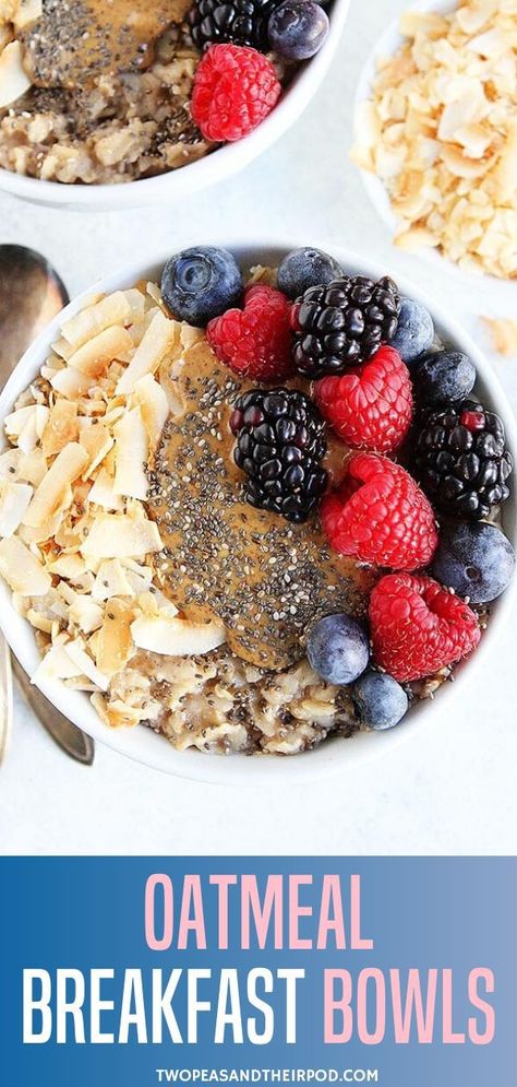 You can't go wrong with hearty Oatmeal Breakfast Bowls! Enjoy a special bowl of this healthy recipe for breakfast loaded with delicious toppings. A quick and easy healthy meal guaranteed to satisfy you until lunchtime. Pin this on Breakfast Ideas and try it! Oatmeal Chia Breakfast, Healthy Oatmeal Bowl, Quick And Easy Healthy Breakfast, Perfect Oatmeal, Quiche Vegan, Chia Breakfast, Oat Bowls, Breakfast Oatmeal, Smoothie Bowl Healthy