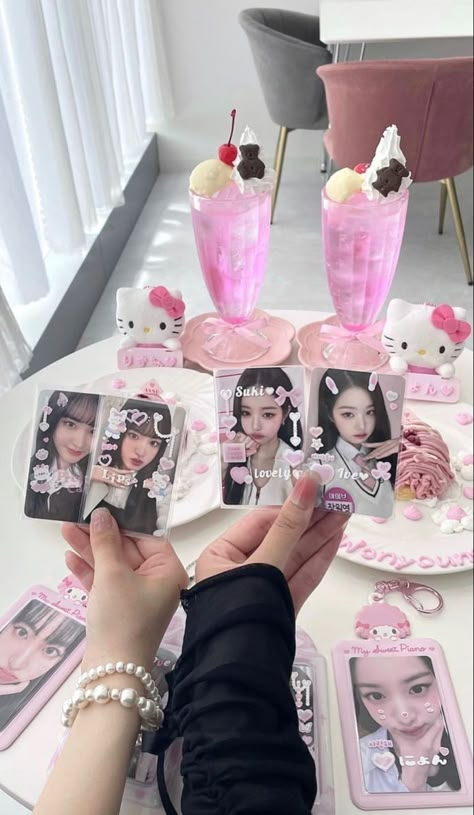 Sanrio My Sweet Piano, Photocard Storage, Photocards Aesthetic, Wonyoung Liz, My Sweet Piano, Photocard Holder, Pink Inspiration, Birthday Wishes For Myself, Deco Stickers