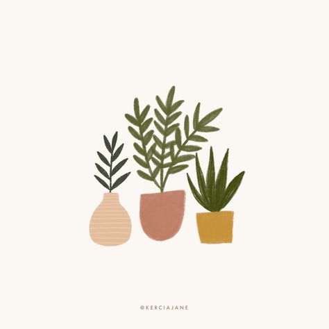 Plant Illustration by Kercia Jane Design I Love Plants, Love Plants, Not The Only One, Gouache Art, Poster Photo, Plant Drawing, Flowers Wallpaper, Plant Illustration, Plant Art