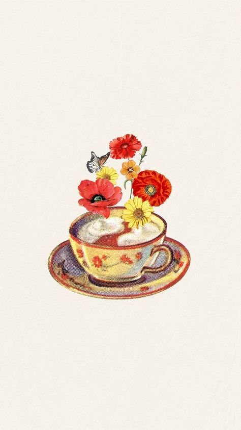 Afternoon floral tea iPhone wallpaper | premium image by rawpixel.com / ton Tea Iphone Wallpaper, Coffee Iphone Wallpaper, Wallpaper Coffee, Milk Art, Tea Wallpaper, Coffee Vintage, Wallpapers For Mobile Phones, Daisy Mae, Collage Artwork