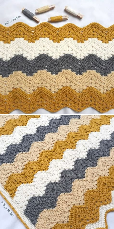 6 Day Kid Blanket - The Best Ideas and Free Pattern | Crochetpedia Blanket Ideas Crochet, 6 Day Kid Blanket, Uncinetto Zig Zag, Crochet Zig Zag, Chevron Crochet Blanket Pattern, Crochet Blanket Ideas, Zig Zag Crochet, Crochet Blanket Chevron, Kid Blanket