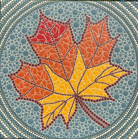 Facebook Mandala Leaf Design, Fall Dot Art, Fall Coziness, Mandala Leaf, Fall Greetings, Leaf Mandala, Mandala Dotting, Dot Mandalas, Fall Canvas