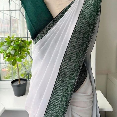 ***GEORGETTE FUSION SAREE *** WhatsApp for Booking CODE : HP000373 **Humble Pleats offers worldwide shipping shipping charges are based on the weight of the item and the destination. **Accepts online payments. Do not offer exchanges, cash on delivery, or returns - except for damaged products. In the case of a damaged product, it must be in its original condition in order to be eligible for a return.***Light smudges, mild colour difference,small thread pulls will not be considered as def... Malayali Saree, Fusion Saree, Saree Pattern, Saree Styling, Simple Saree Designs, Desi Outfits, Saree Jewellery, Simple Sarees, Cash On Delivery