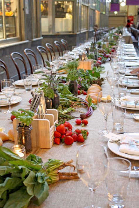 Fruit Table Decorations, Farmers Market Wedding, Wedding Food Table, Floral Centrepieces, 2015 Wedding Trends, Potted Herbs, Fruit Table, New Fruit, Wedding Marketing