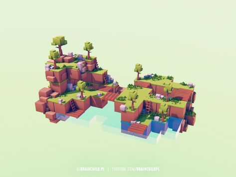 Blender & Unity - low poly cube world | Youtube.com/brainchildpl by Rafał Urbański on Dribbble Stylized Environment, City Builder, Lowpoly 3d, Cube World, Game Level Design, Video Game Design, Unity 3d, Low Poly Art, Learning Design