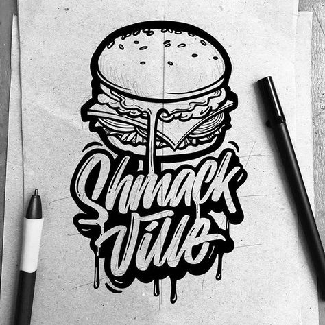 ROZ ~ Ratno ABU ARSLAN (@r_ozelart) • Fotos y videos de Instagram Burger Graffiti, Burger Logo, Typography Logos, Burger Shop, Hand Type, Badge Design, Logo Designer, Cool Logo, Art Logo