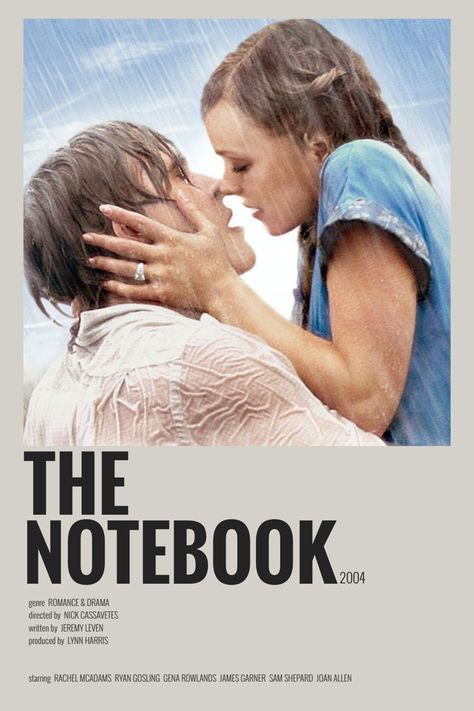 The Notebook Poster, The Notbook, Teen Romance Movies, The Notebook, Gena Rowlands, Notebook Printing, Film Posters Minimalist, Movie Covers, Movie Soundtracks