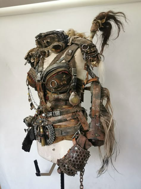 Steampunk Apocalypse Outfit, Salvagepunk Outfit, Outfit Ideas Zombie Apocalypse, Scavenger Aesthetic Outfit, Dieselpunk Aesthetic Outfit, Futuristic Apocalypse Fashion, Biopunk Aesthetic Outfit, Post Apocalyptic Boots, Apocolypse Aethstetic Clothes