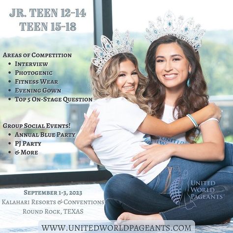 BQG | Pageant Resource on Instagram: "Jr. Teen & Teen Divisions are open for @unitedworldpageants 2023💙 Jr. Teen is for ages 12-14 & Teen is for ages 15-18. WWW.UNITEDWORLDPAGEANTS.COM 📸: @magicdreamsproductions 💄: @teamflawless.co #BQG #pageantresource #beautypageant #pageant #pageants #missearthusa #pageantgirl #pageantqueen #missusa #missworld #missuniverse #pageantlife #pageanttips #missearth #teenpageant" Pageant Must Haves, Pageant Talent, Junior Miss Pageant, Pageant Winner, Pretending To Be In A Pageant, Pageant Ooc, Pageant Sashes, Teen Pageant, Pageant Tips