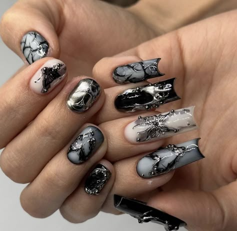 Heavenly Nails, Shiny Nails Designs, Punk Nails, Gothic Nails, Goth Nails, Grunge Nails, Glow Nails, Crazy Nails, Pretty Gel Nails