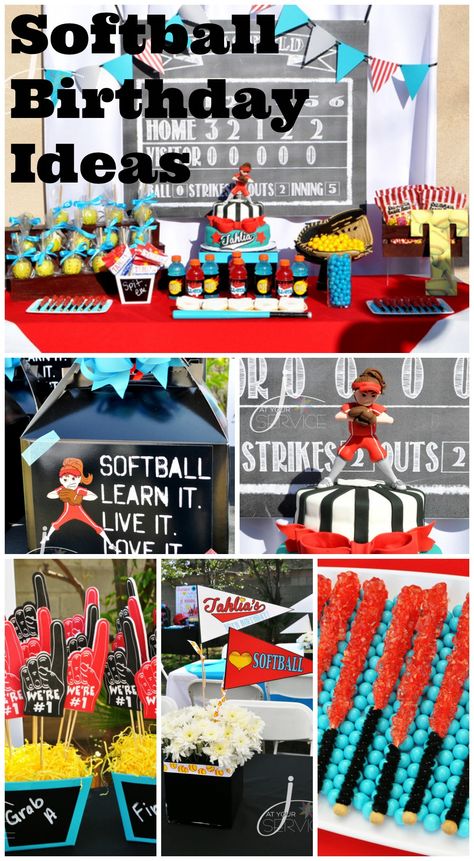 Great softball girl birthday party ideas, including the softball birthday cake! See more party ideas at CatchMyParty.com. #softball #partyideas Softball Birthday Cakes Ideas, Softball Birthday Cakes, Softball Birthday Parties, Softball Birthday, Softball Ideas, Softball Party, Softball Crafts, Softball Stuff, Softball Life