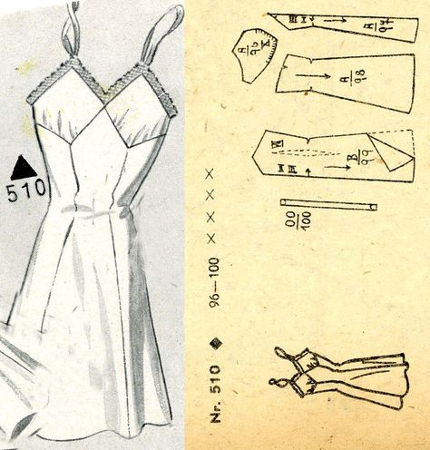 Aesthetic Sewing Patterns Free, 40s Sleepwear, 1940s Slip Dress, 1940s Nightwear, 1940 Nightgowns, 1920s Slip Pattern, 1940s Slip, 1940s Nightes Sewing Patterns, Vintage Sewing Patterns Free