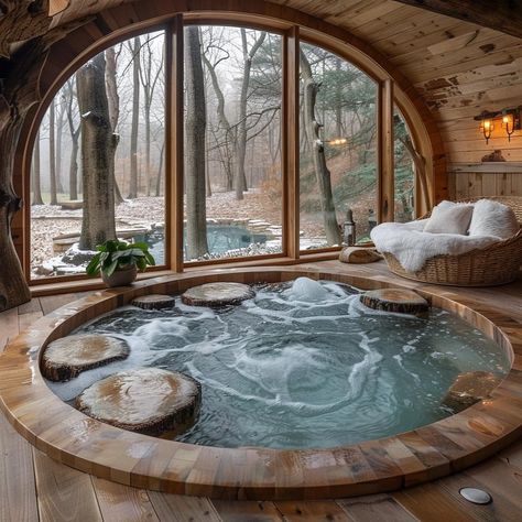 Big Bathtub, Casa Hobbit, Indoor Hot Tub, Log Houses, Easy Healthy Dinner Recipes, Log Cabin Interior, Mountain Cabins, Piscina Interior, Dinner Recipes Easy