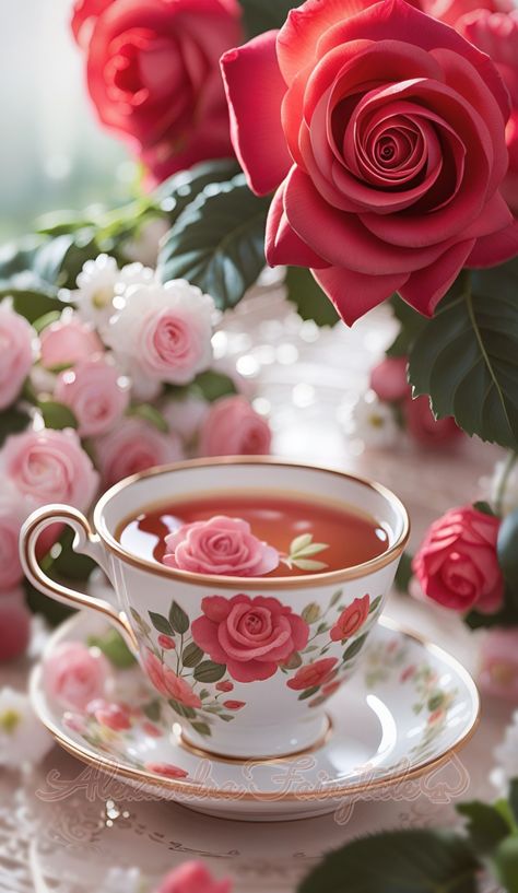 Tea Party Table Settings, Breakfast Pictures, Coffee Vs Tea, Tea Party Table, Good Morning Flowers Rose, Morning Rose, Coffee Flower, Coffee Images, Morning Tea