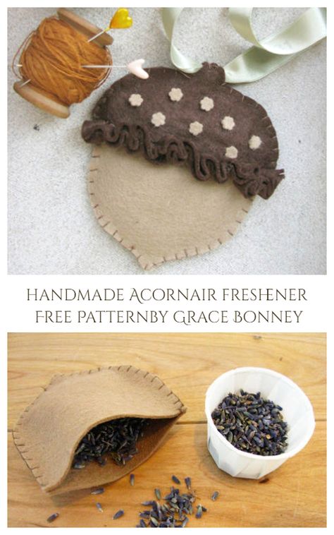 DIY Patchwork Acorn Coaster Free Sewing Patterns | Fabric Art DIY Quick Sewing Gifts, Acorn Craft, Handmade Air Freshener, Fabric Art Diy, Fall Sewing Projects, Felted Acorns, Fall Acorns, Fall Decor Diy Crafts, Acorn Crafts