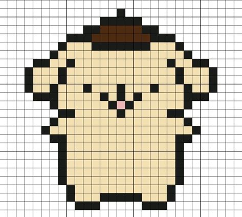 Pixel Art Ideas Sanrio, Sanrio Crochet Grid, Pixel Art Pattern Easy Cute, Simple Grid Pattern, Grid Pattern Crochet Pixel Art, Sanrio Pixel Art Grid, Pixel Art With Grid, Small Pixel Art Pattern, Pixel Sanrio