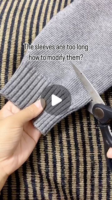 Diy Elbow Patches, Sweater Sleeves Too Long Hack, Fix Hole In Sweater, Sleeves Too Long Hack, Modifying Clothes, Loose Sweater, Too Long, Sweater Sleeves, Sewing Hacks