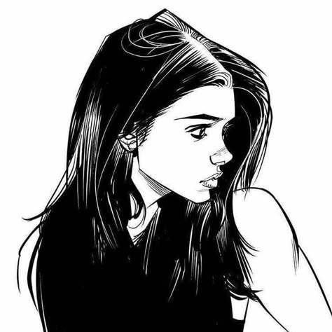 Character Design A Girl, Black And White, Hair, White, Black