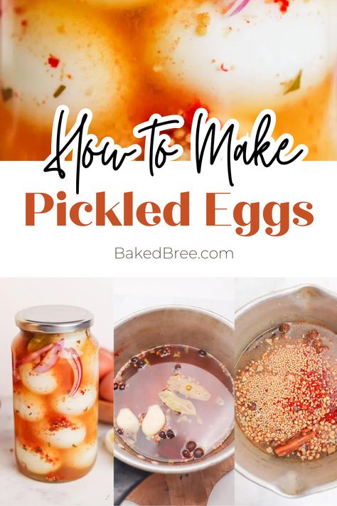 Ready to explore a classic culinary tradition? Learn how to make pickled eggs with our easy-to-follow recipe. These tangy and vibrant eggs are a versatile addition to any meal or snack. Discover the secrets behind perfect pickled eggs with our collection of tried and tested recipes! Pickling Eggs, Picked Eggs, Baked Bree Recipe, Pickled Eggs Recipe, Peeling Hard Boiled Eggs, Easy To Make Appetizers, Summertime Recipes, Pickled Eggs, Homemade Condiments