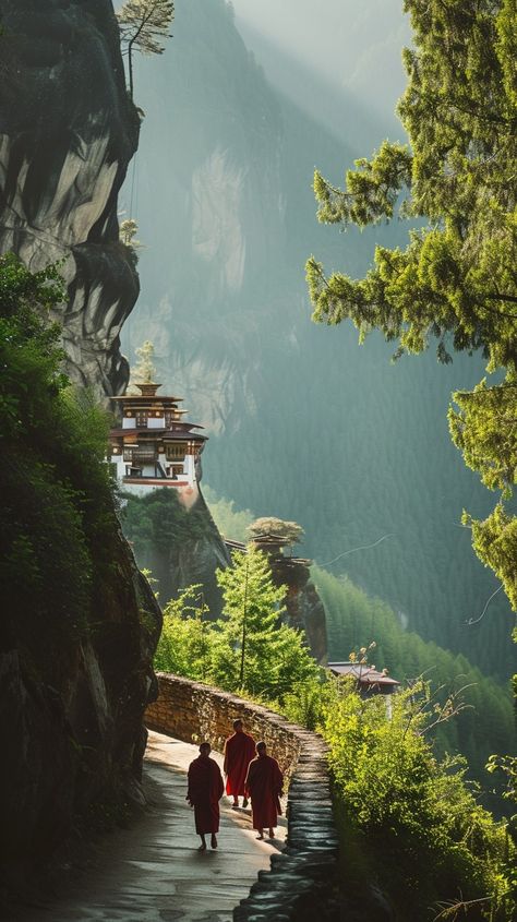 Mountain Temple Path: Two monks walking on a serene mountain path towards a traditional temple nestled among trees. #mountain #temple #path #monks #trees #aiart #aiphoto #stockcake ⬇️ Download and 📝 Prompt 👉 https://stockcake.com/i/mountain-temple-path_217021_40110 Mountain Temple, Monk Temple, Green Travel, Fantasy Island, Image Downloads, Pilgrimage, Terms Of Service, Free Stock Photos, Royalty Free Images