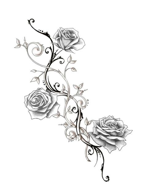 Rose Vine Tattoo, Rose Vine Tattoos, Flower Vine Tattoos, Thorn Tattoo, Pretty Flower Tattoos, Tattoos Rose, Vine Tattoo, Rose Drawing Tattoo, Rose Tattoos For Women