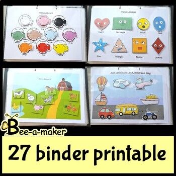 Busy binder and busy bags bundle by Bee a maker | TpT Learning Activities For Toddlers, Prek Learning, Diy Busy Books, Busy Binder, School Kids Crafts, Learning Binder, Free Preschool Printables, Kindergarten Learning Activities, Toddler Arts And Crafts