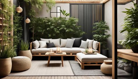 Japandi Terrace Ideas for Serene Outdoor Bliss Japandi Terrace, Japanese Terrace, Relaxing Outdoor Spaces, Patio Couch, Terrace Ideas, Minimalist Beauty, Penthouse, Outdoor Spaces, Outdoor Space