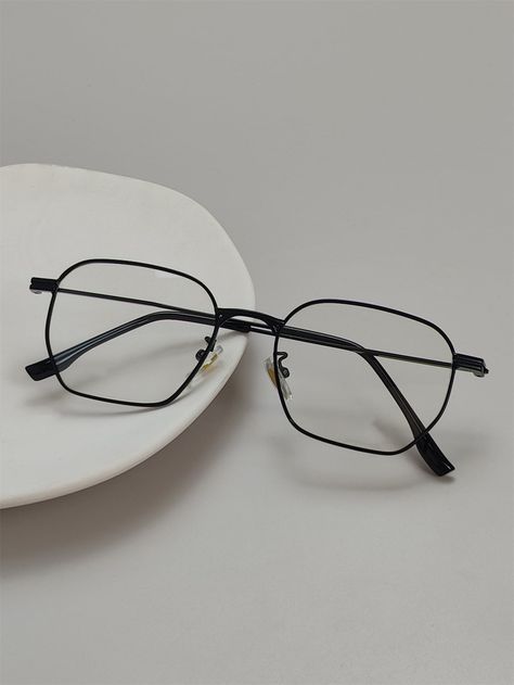 Men Geometric Frame Eyeglasses Clear Glasses     Copper Alloy Plain Full Rim Glasses   Men Accessories, size features are:Bust: ,Length: ,Sleeve Length: Trending Glasses For Men, Frames For Men Glasses, Eyeglass For Men, Mens Frames Eyeglasses, Glasses Frame Men, Transparent Glasses Frames Men, Men Fashion Glasses, Aesthetic Glasses Frames Men, Stylish Glasses For Men Frames