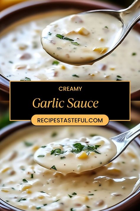 This rich and smooth Creamy Garlic Sauce is perfect for drizzling over pasta, roasted vegetables, chicken, or even as a delightful dipping sauce. Bursting with garlicky goodness, it’s a versatile addition to any meal. Better Than Bouillon Roasted Garlic Recipes, Garlic Butter Sauce For Chicken, Creamy Garlic Sauce Recipe, Creamy Onion Sauce, Onion Cream Sauce, Garlic White Sauce, Roasted Garlic Recipe, Butter Chicken Sauce, Garlic Sauce Recipe