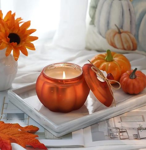 Light up your next fall gathering or celebration with our delightful pumpkin spice candle. Like a freshly baked pumpkin pie, the delightful farmhouse pumpkin fragrance will fill your home with cozy warmth and create a relaxing atmosphere for everyone. Pumpkin Scented Candles, Thanksgiving Candles, Fall Pumpkin Decor, Sweet Candles, Pumpkin Spice Candle, Fall Candle Scents, Pumpkin Scent, Fall Table Centerpieces, Seasonal Candles