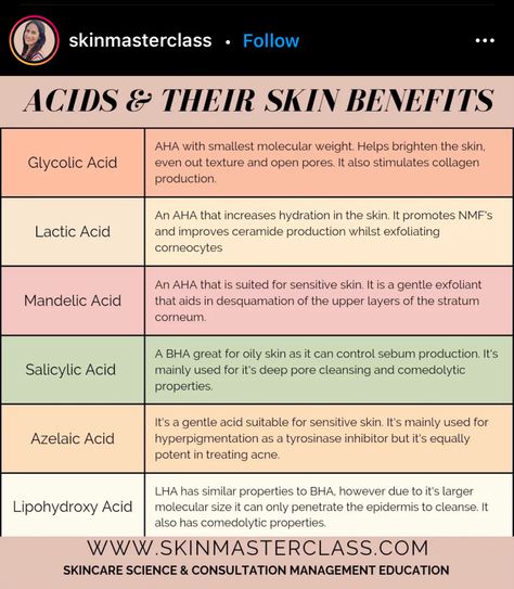 Bha Face Products, Aha Bha Benefits, Mandelic Acid Benefits, Ceramides Benefits, Lactic Acid Skincare, Lactic Acid Benefits, Salicylic Acid Benefits, Skin Knowledge, Future Esthetician