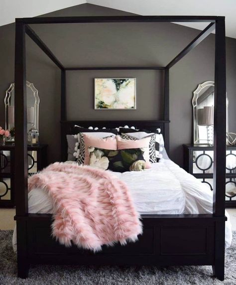 See how to give the rooms in your home a boost with DIY decorating projects from repurposed items, or how to use what you already own to create a brand. .  #roomdecorpaintings Interior Boho, Poster Bed, Bedroom Goals, Pink Bedroom, Teen Bedroom, Dream Rooms, Beautiful Bedrooms, Dream Bedroom, Design Case