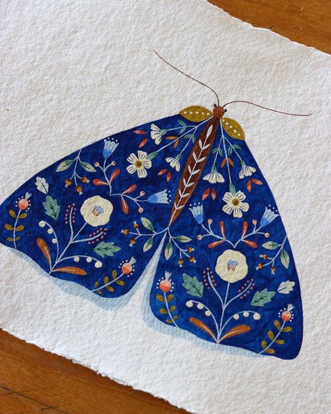 Pet Moth, Flora Waycott, Watercolor Blog, Gouache Art, Scandinavian Folk Art, Insect Art, Affinity Designer, Great Paintings, Butterfly Art