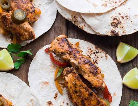 3 Blackened Chicken Fajitas, with peppers and jalapeno Chicken Taco Wraps, Zhug Recipe, Carrot Falafel, Grilled Chicken Drumsticks, Veggie Options, Taco Wraps, Avocado Salsa Recipe, Food Magic, Blackened Chicken